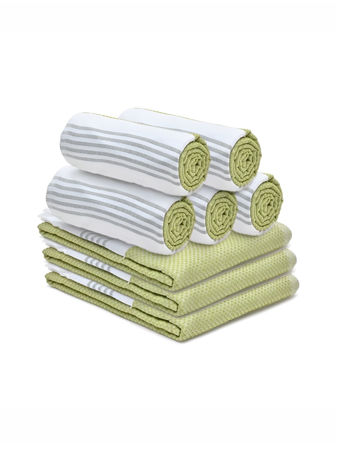 

The Better Home Green 8 Pieces Cotton 200 GSM Towel Set
