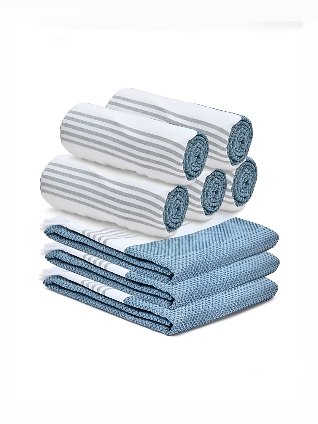 

The Better Home Blue 8 Pieces Cotton 200 GSM Towel Set