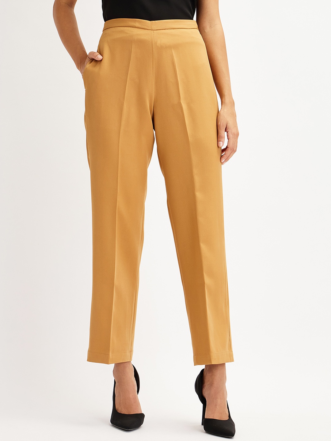 

SALT ATTIRE Women Straight Fit Regular Trouser, Beige