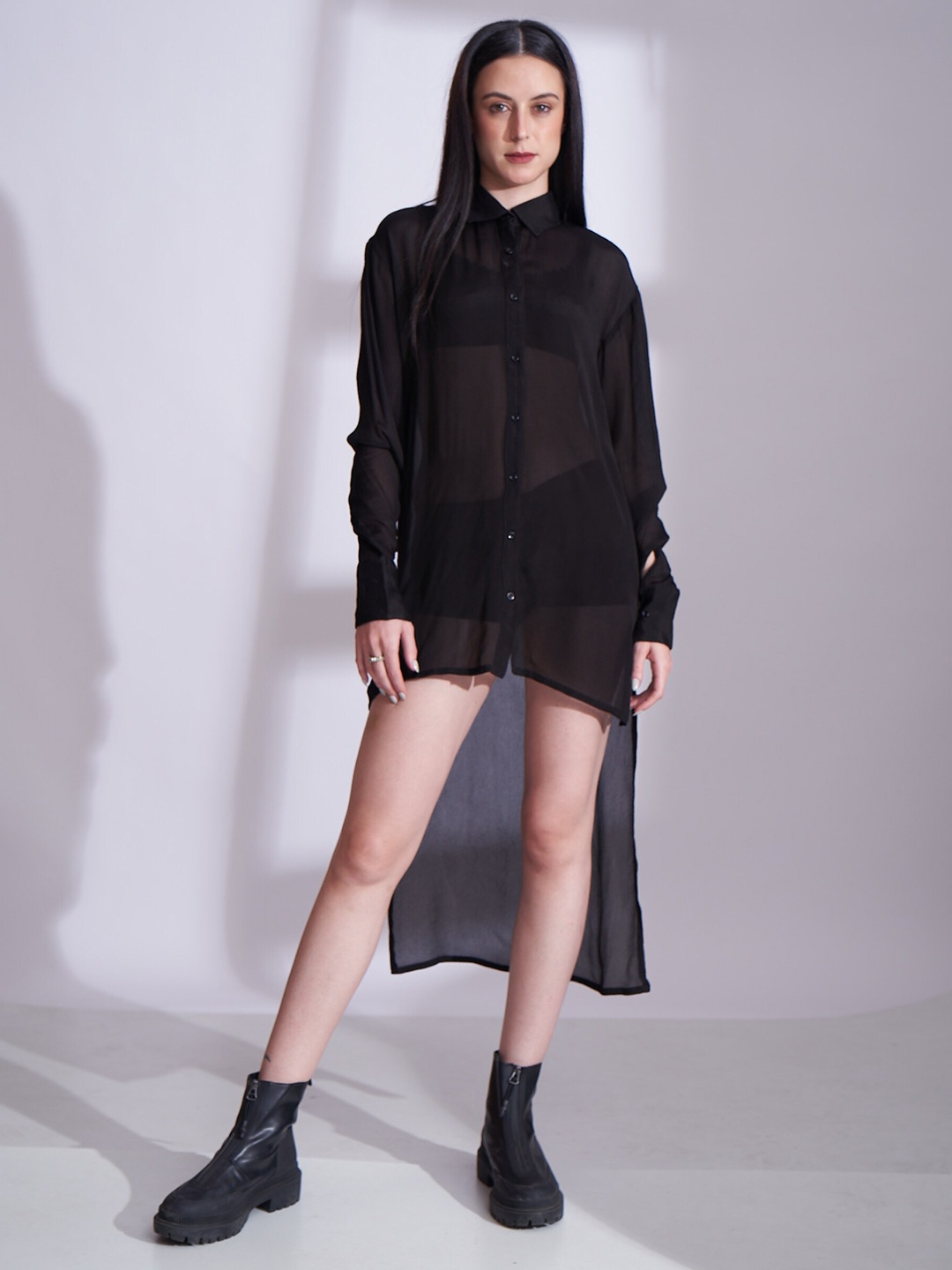 

The Samoa Mini Shirt Dress, Black