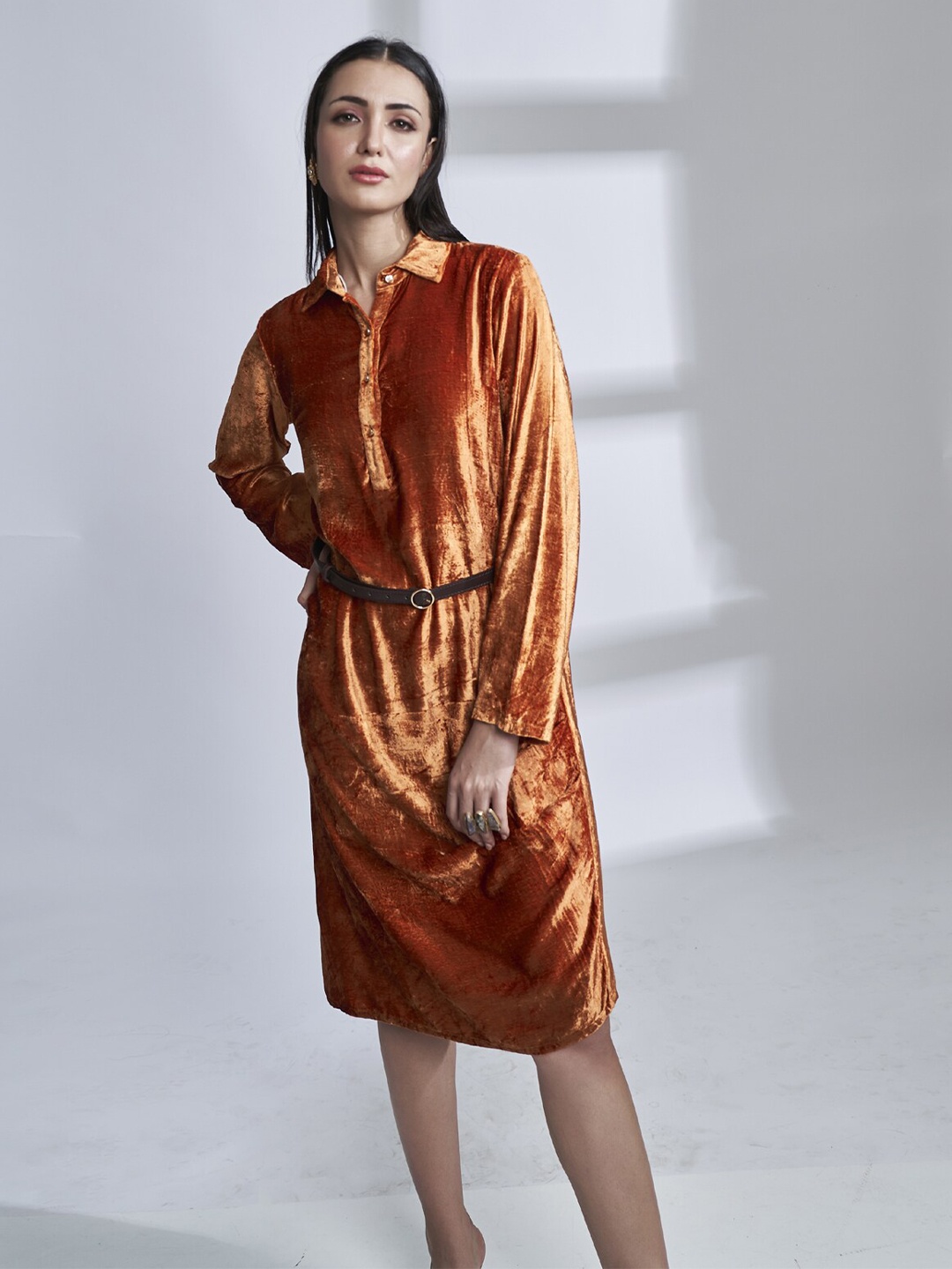 

The Samoa Shirt Collar Sheath Dress, Rust