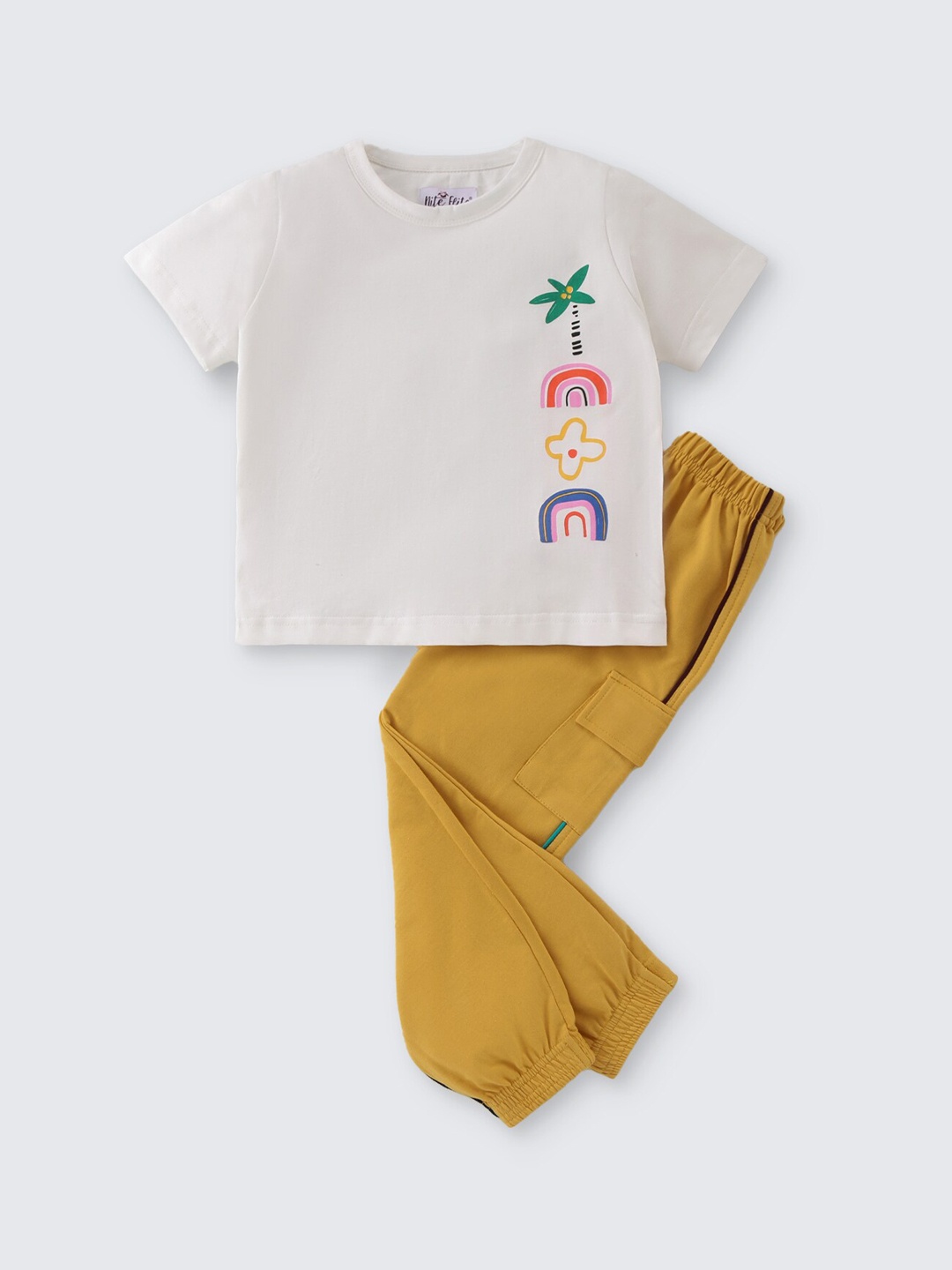 

Nite Flite Girls Graphic Printed Pure Cotton Night suit, Off white