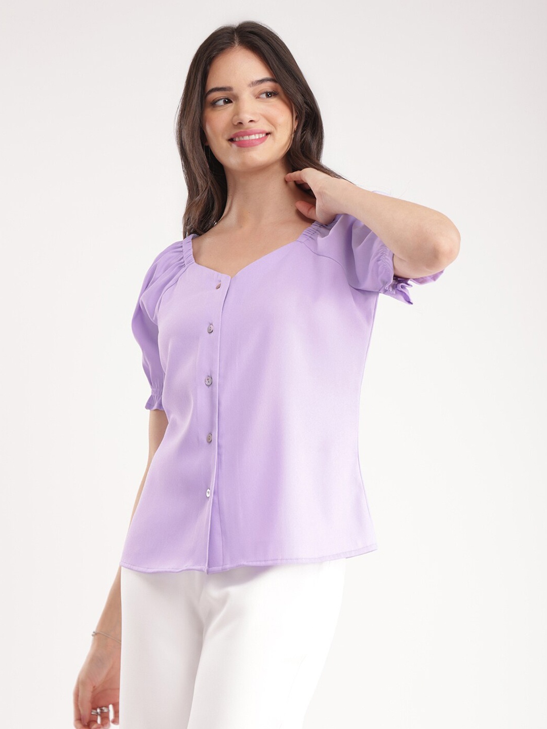 

FableStreet Sweetheart Neck Top, Purple