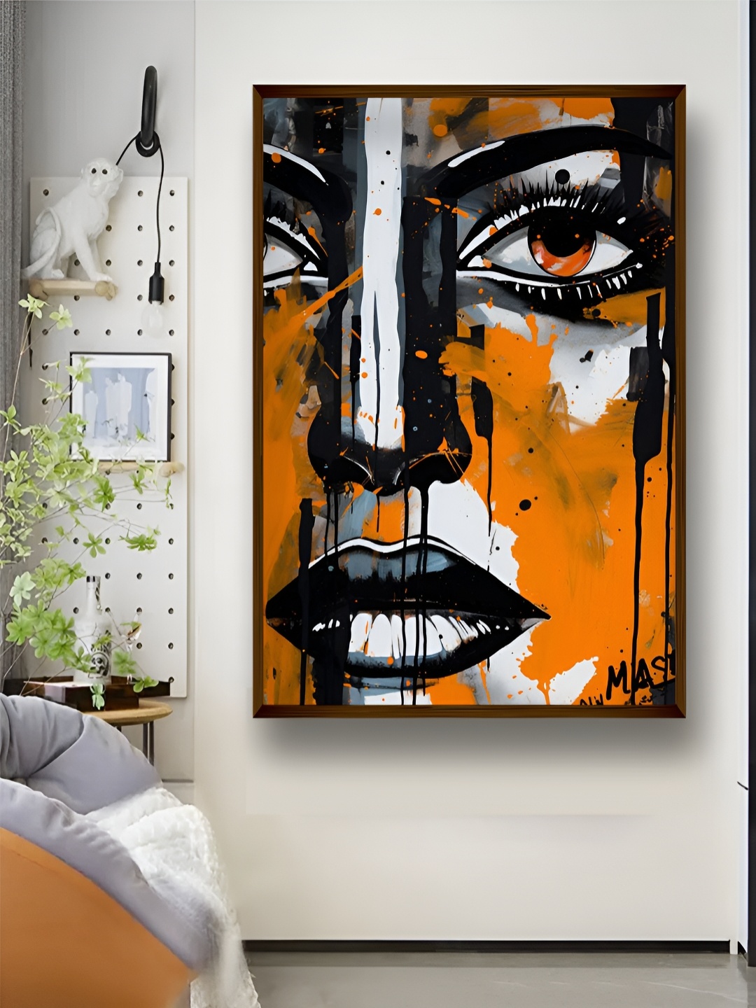 

Artsense Black & Orange Canvas Abstract Wall Painting