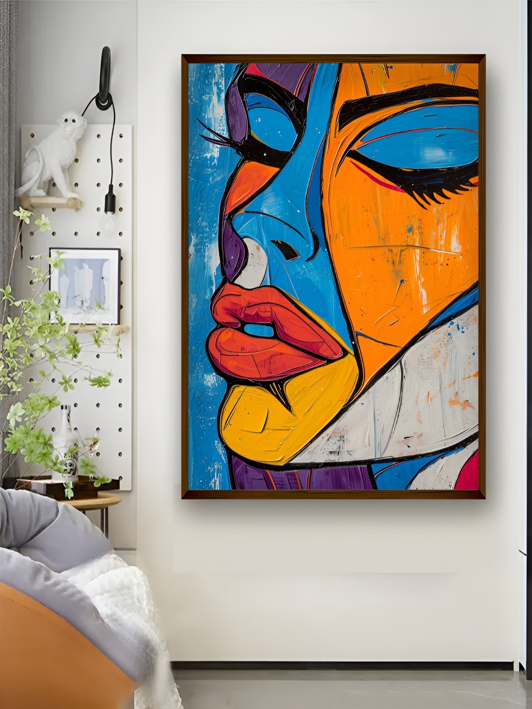 

Artsense Blue & Orange Canvas Abstract Wall Painting