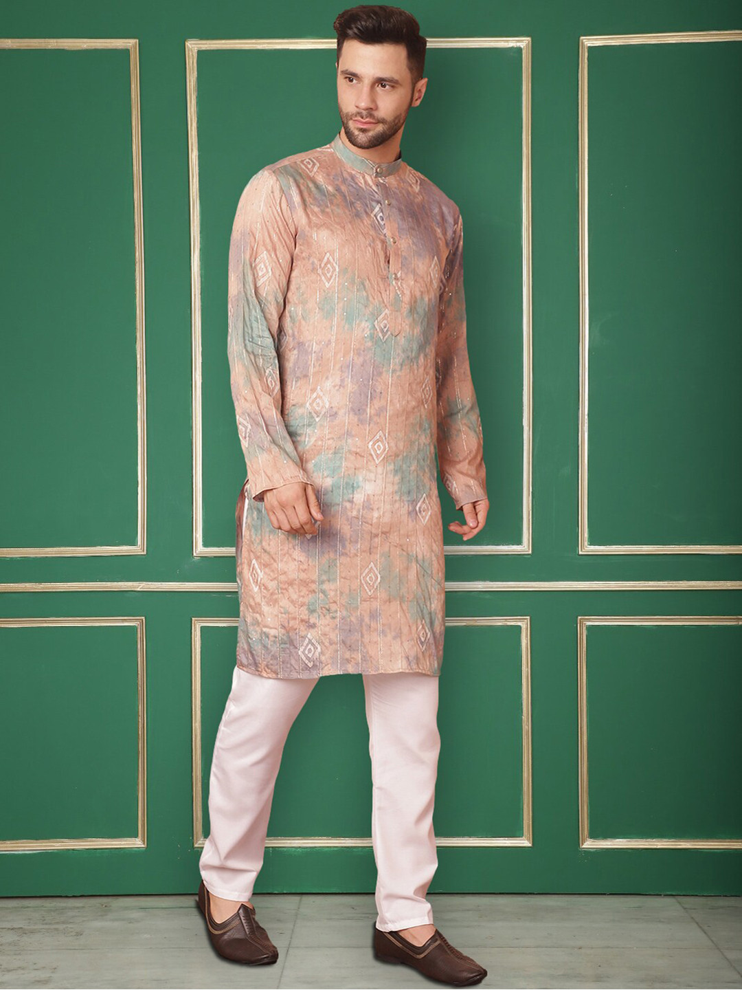 

Jompers Abstract Mandarin Collar Long Sleeves Cotton Kurta, Multi