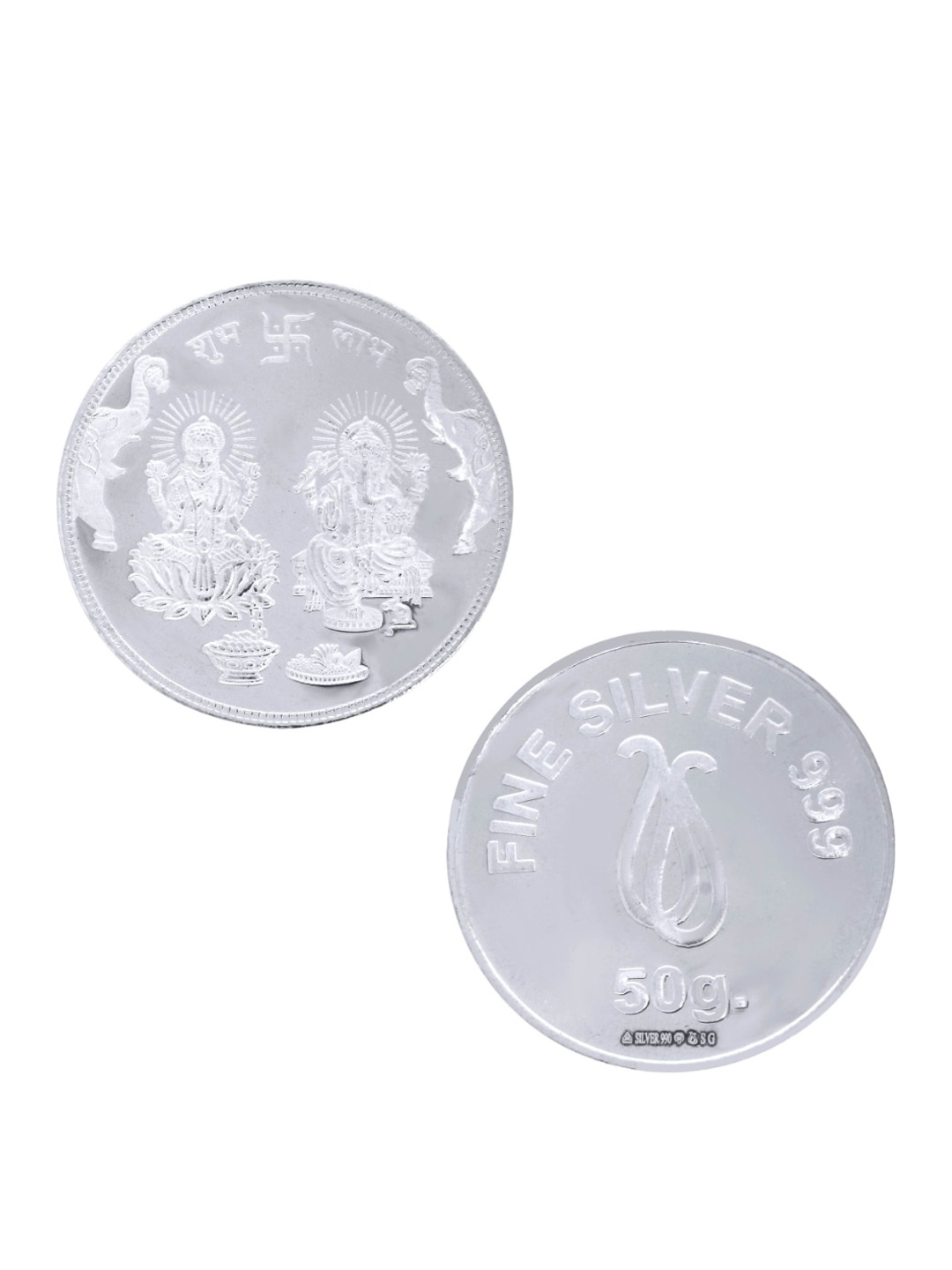 

SENCO Goddess Lakshmi & Lord Ganesh 999 Pure Silver Coin- 50 gram