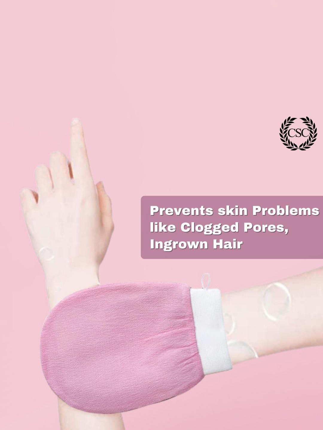 

CSC Bath Glove For Tan Removal & Dead Skin - Pink