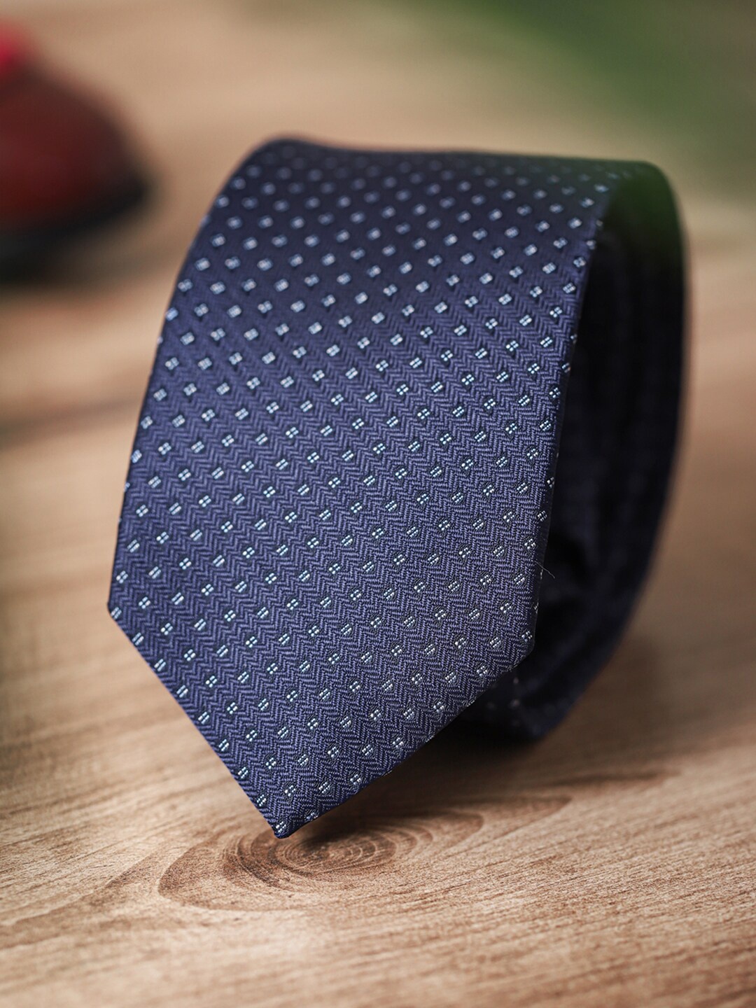 

Louis Philippe Men Woven Design Broad Tie, Navy blue