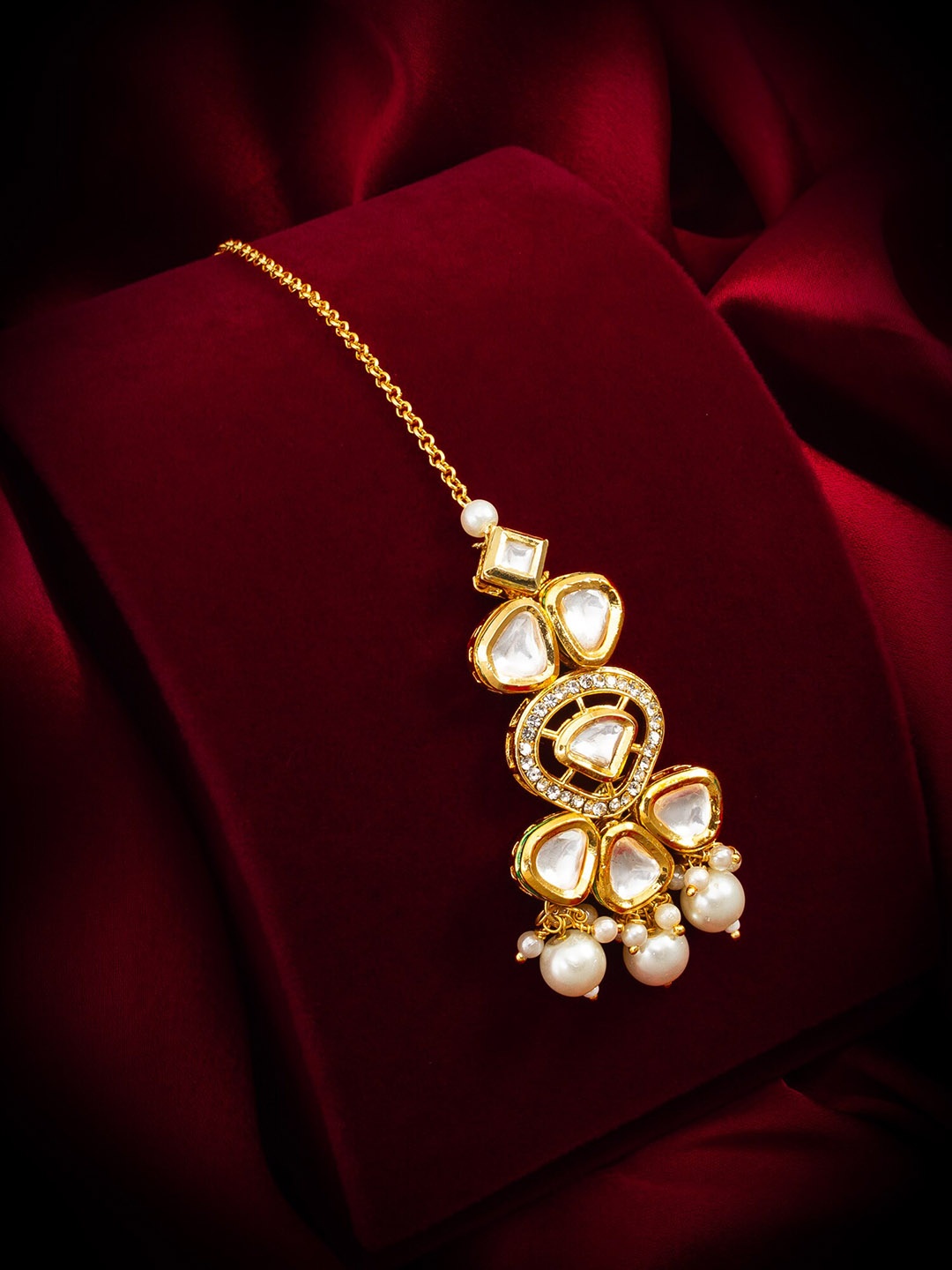 

aadita Gold-Plated Kundan-Studded Maang Tikka