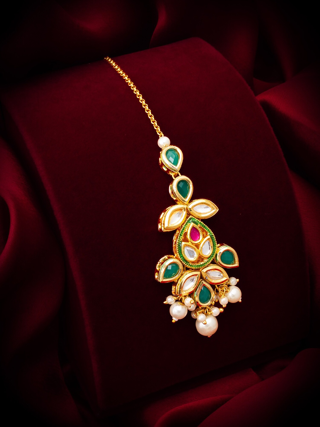 aadita Gold-Plated Kundan-Studded Maang Tikka