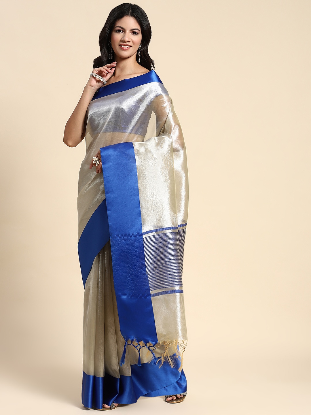 

Simaaya Zari Tissue Saree, Beige