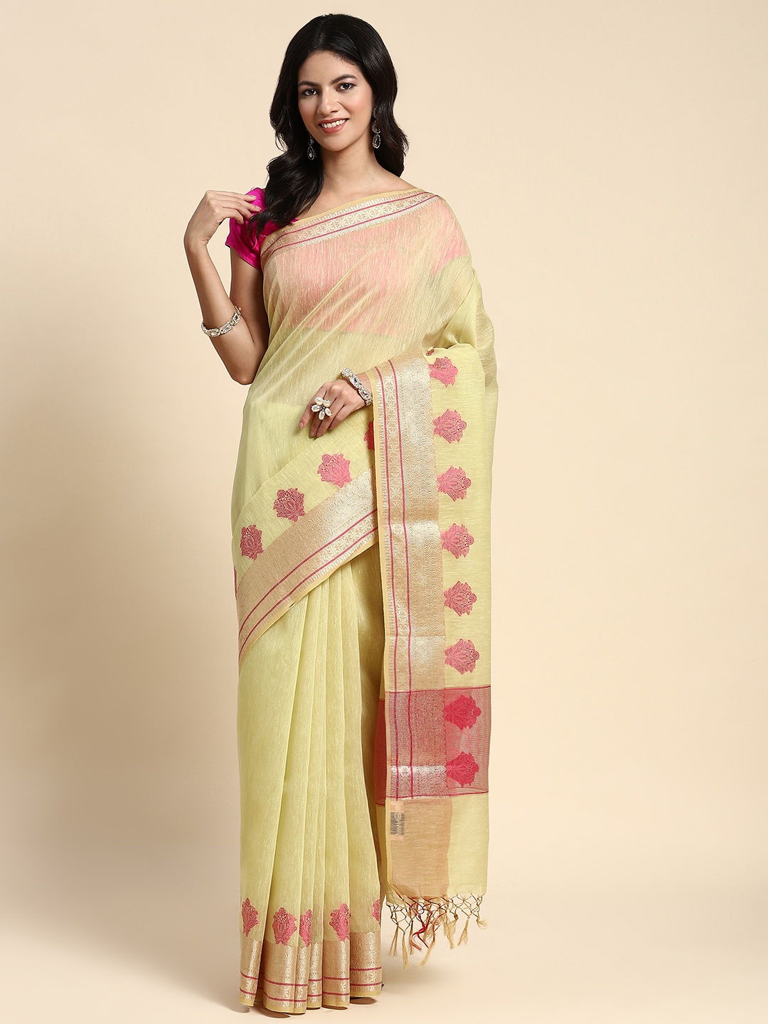 

Simaaya Kashida Pure Silk Saree, Green