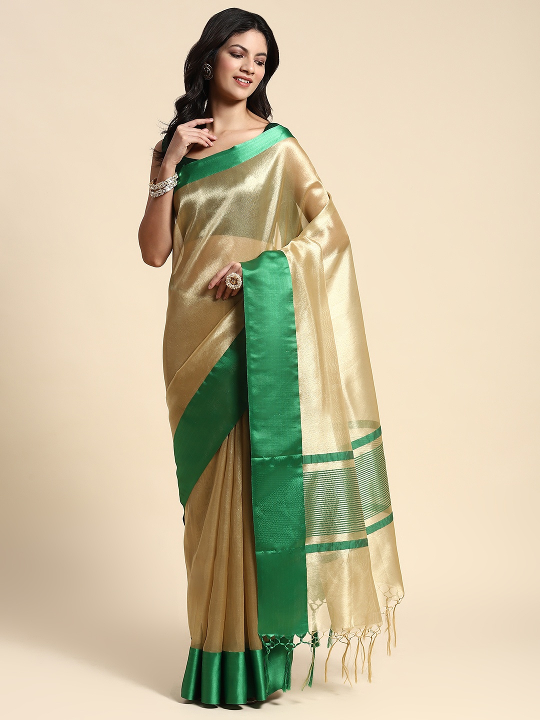 

Simaaya Zari Tissue Saree, Gold