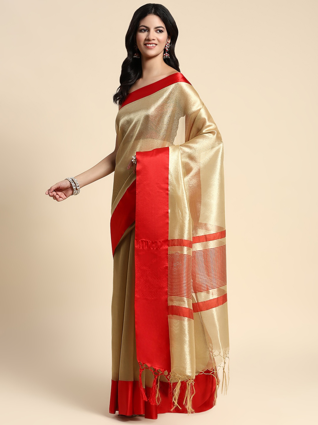 

Simaaya Zari Tissue Saree, Gold