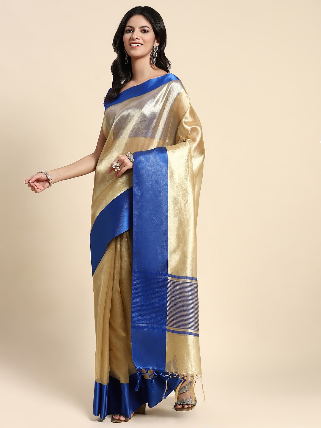 

Simaaya Zari Tissue Saree, Gold