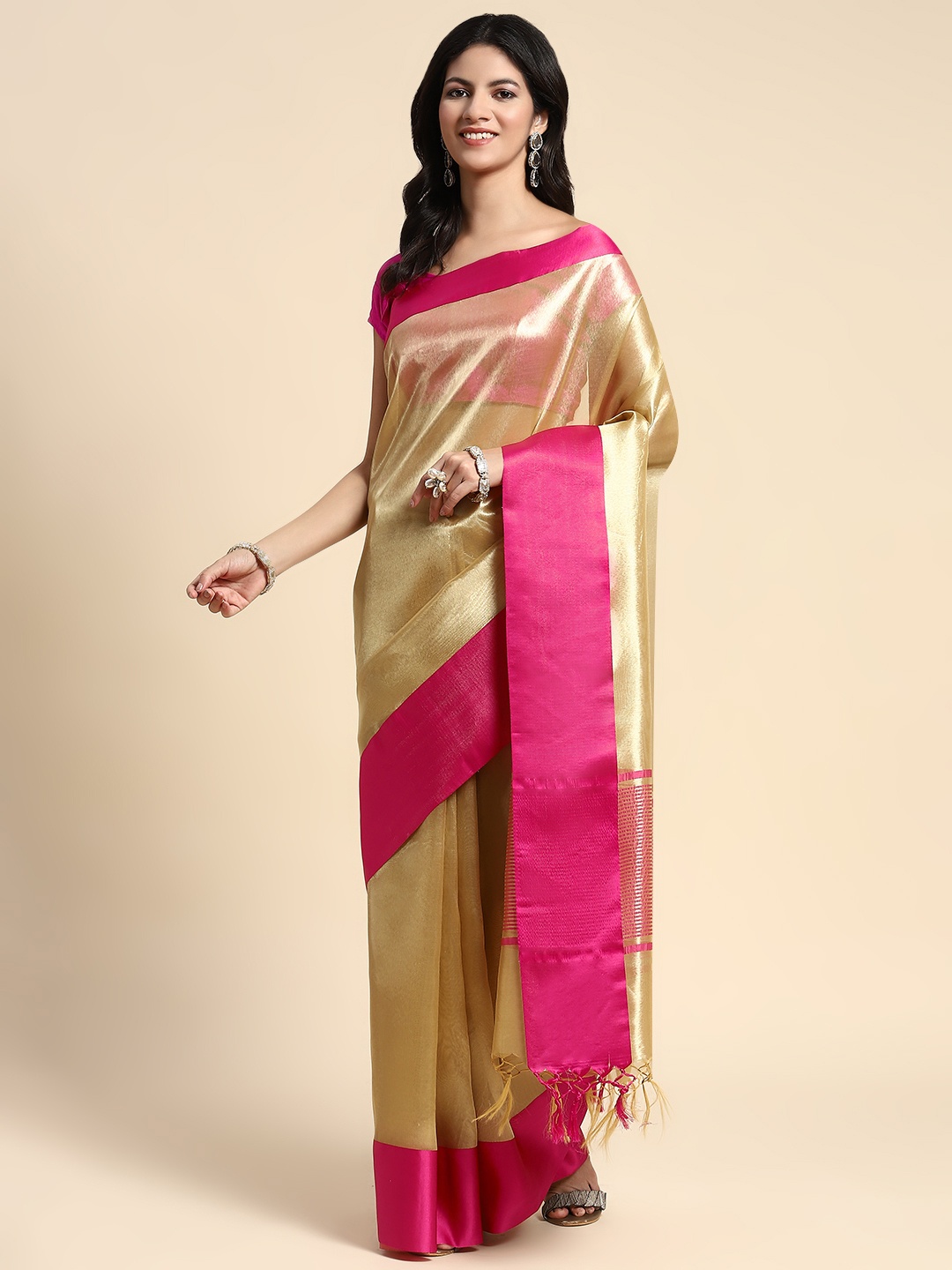 

Simaaya Zari Tissue Saree, Gold