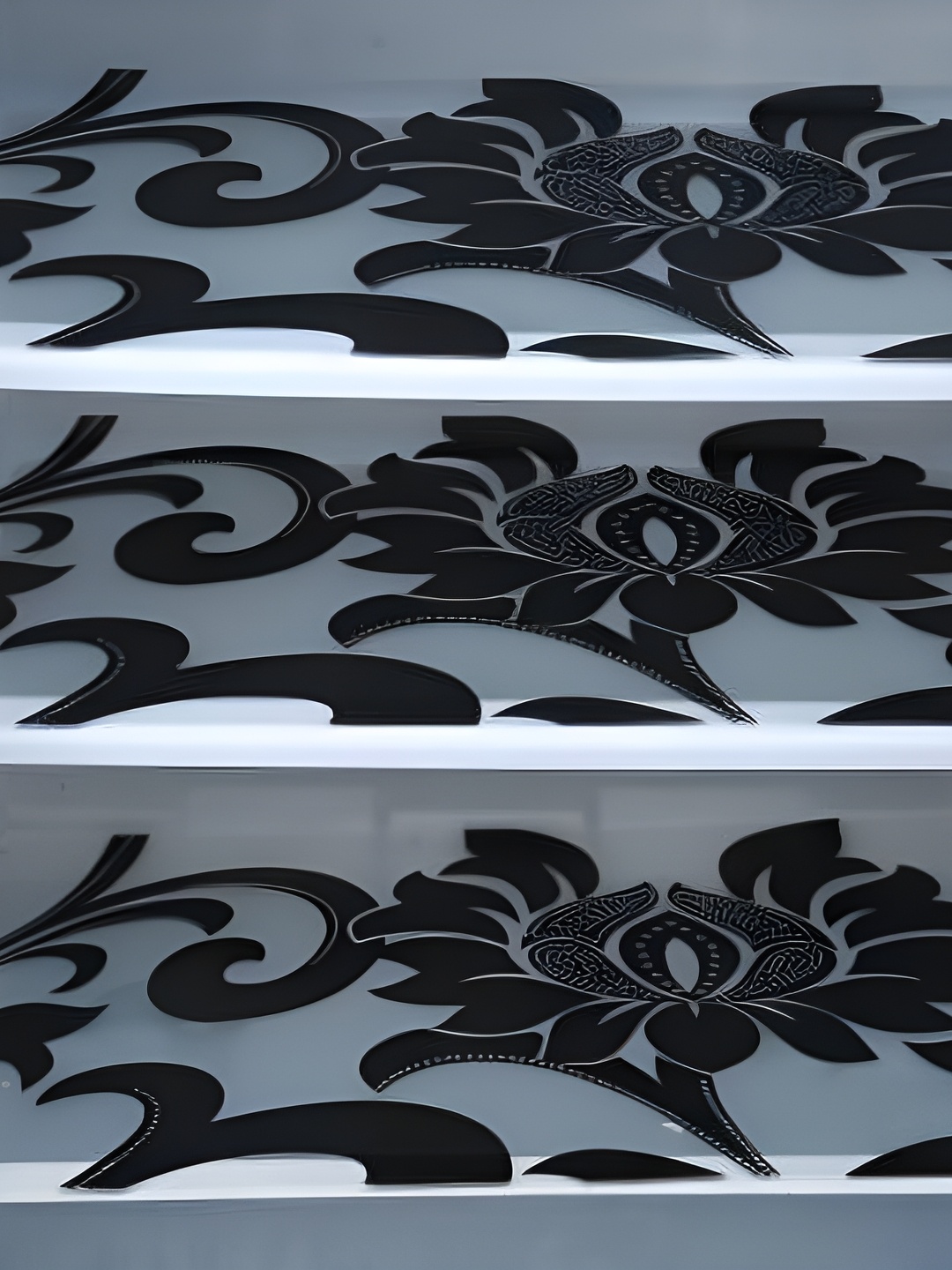 

REVEXO 3 Pcs Transparent & Black Printed Durable PVC Fridge Mats, Taupe