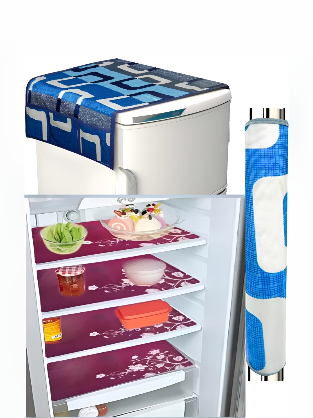 

REVEXO Blue & Pink 5-Pcs Printed Fridge Cover & Mats