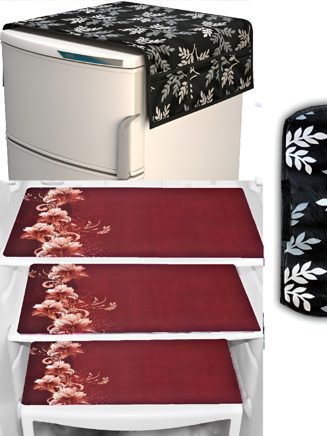 

REVEXO Maroon 6 Pieces Printed Refrigerator Cover