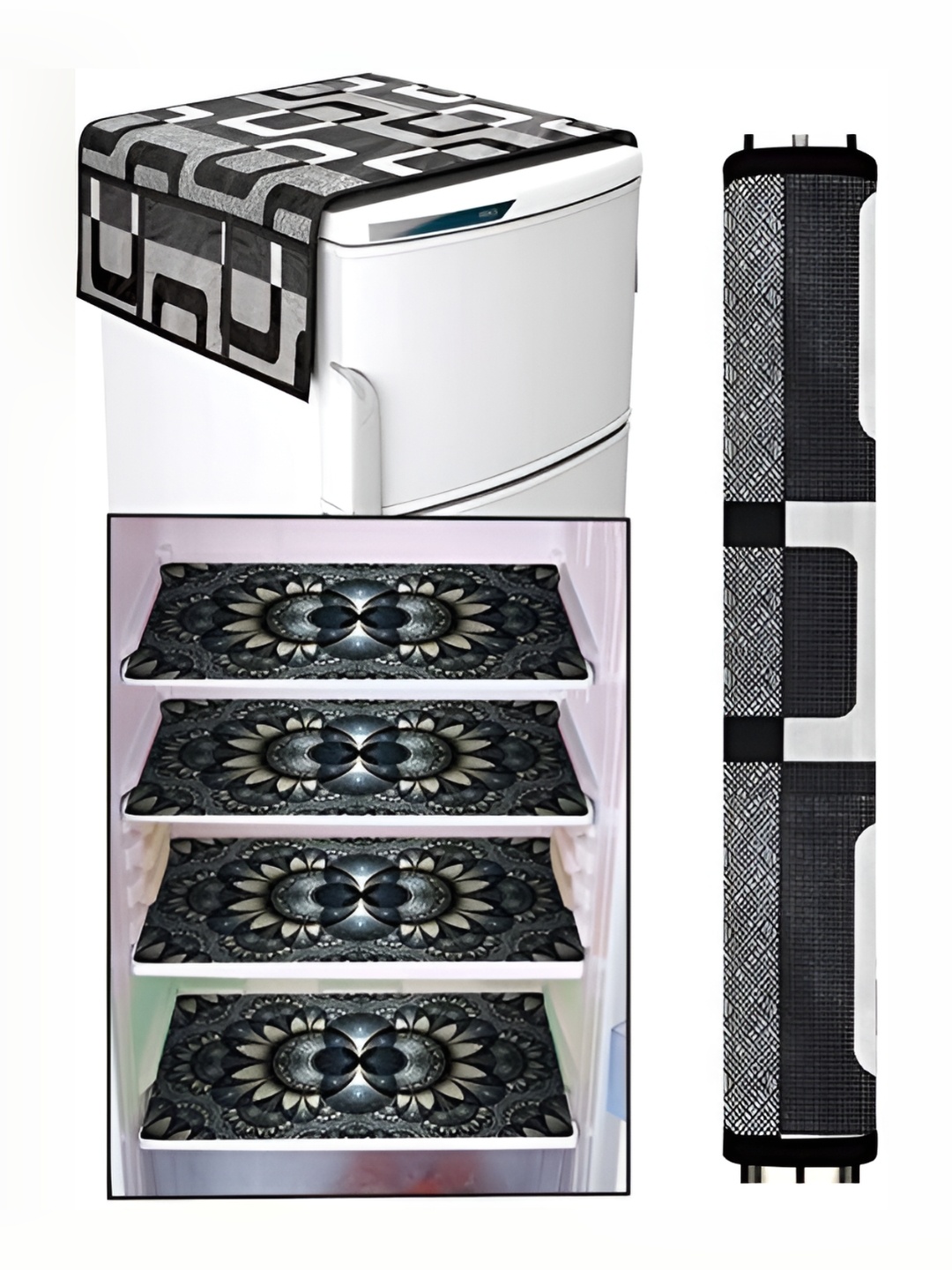 

REVEXO 6 Pieces Grey Printed Fridge Appliance Covers