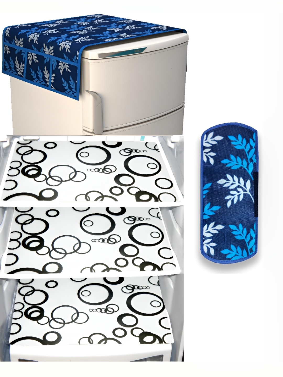 

REVEXO Blue 5 Pieces Printed Fridge Appliance Covers
