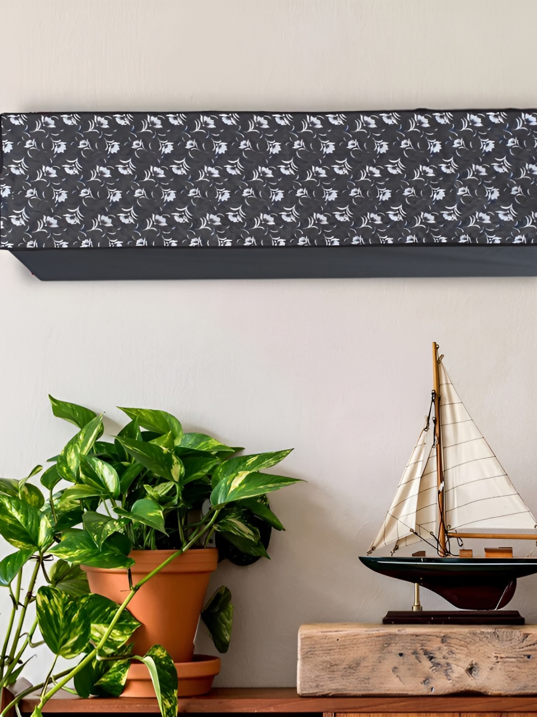 

REVEXO Grey & White Printed Air Conditioner Cover