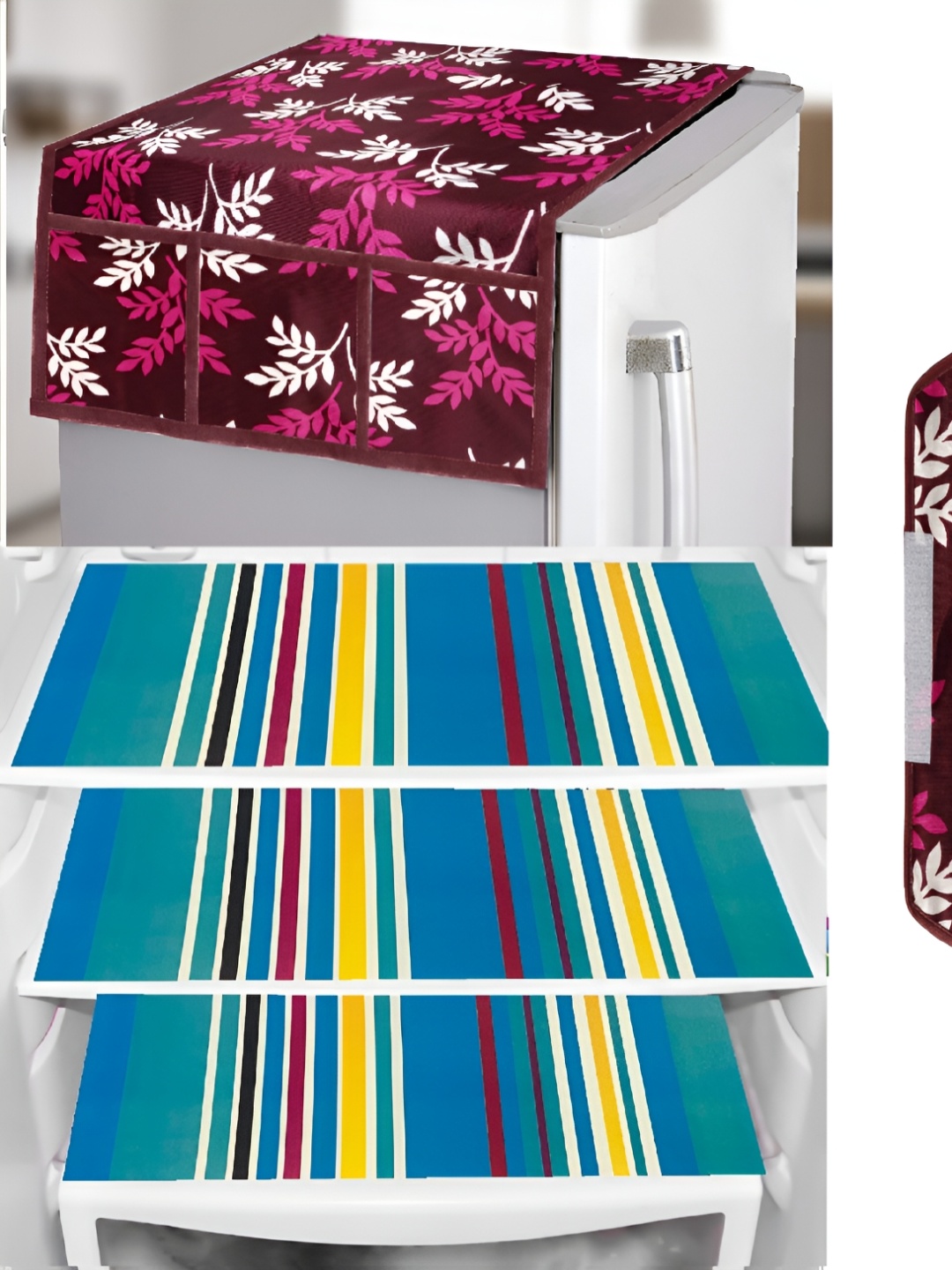 

REVEXO Purple & Blue 5-Pcs Printed Fridge Appliance Cover