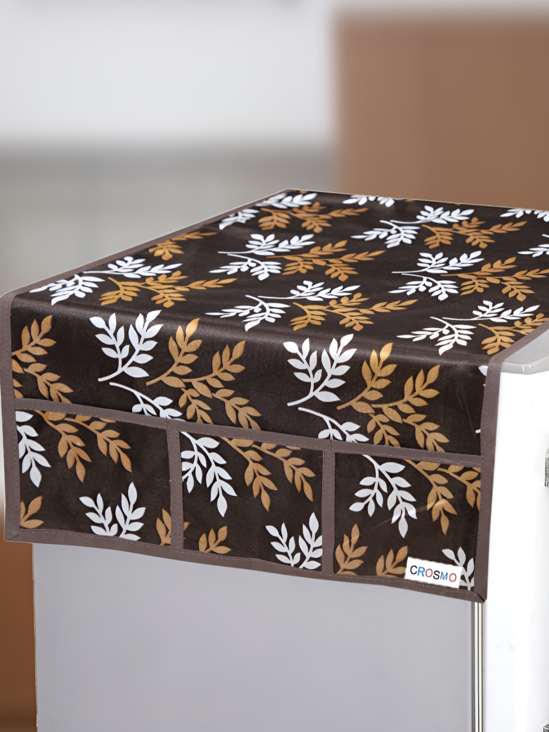 

REVEXO Brown Printed Refrigerator Cover