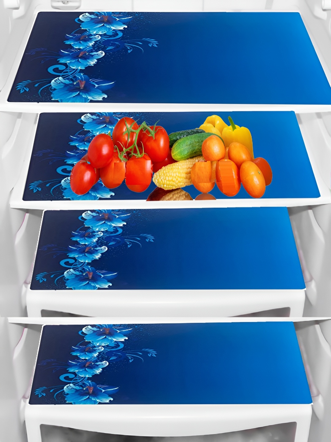 

REVEXO Blue 4 Pcs Printed Water Resistant Shelf Liner Fridge Mat