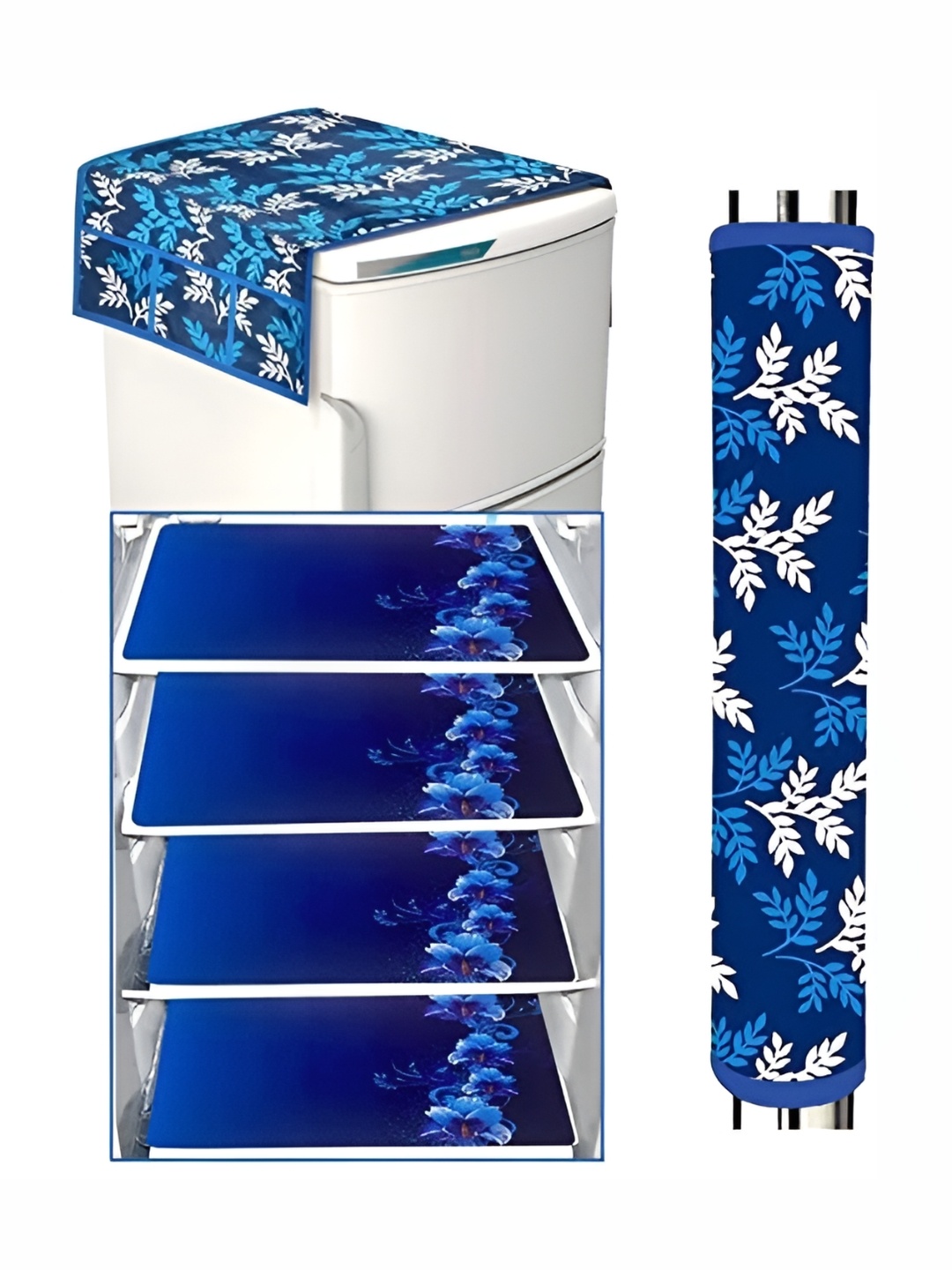 

REVEXO Blue 6 Pieces Printed Fridge Appliance Covers