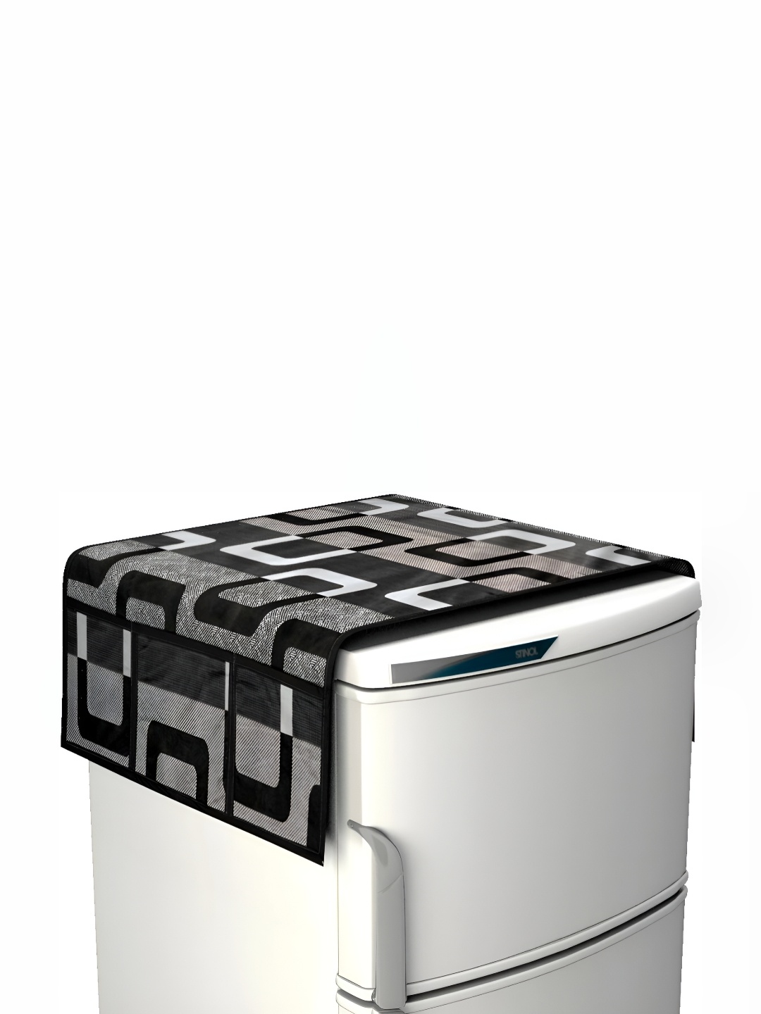 

REVEXO Black & Grey Printed Refrigerator Cover