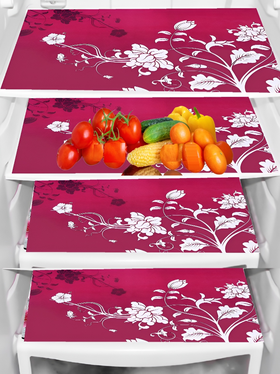 

REVEXO Purple 4 Pcs Printed Water Resistant Shelf Liner Fridge Mats