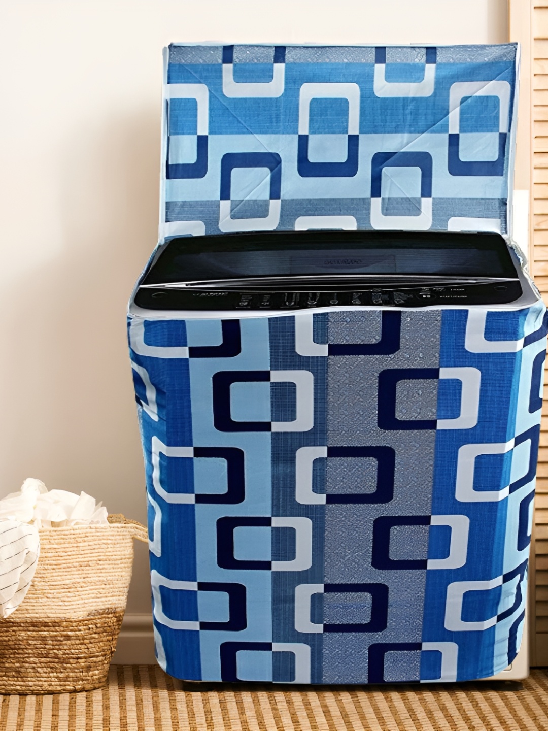 

REVEXO Blue & White Printed Top Loading Washing Machine Cover