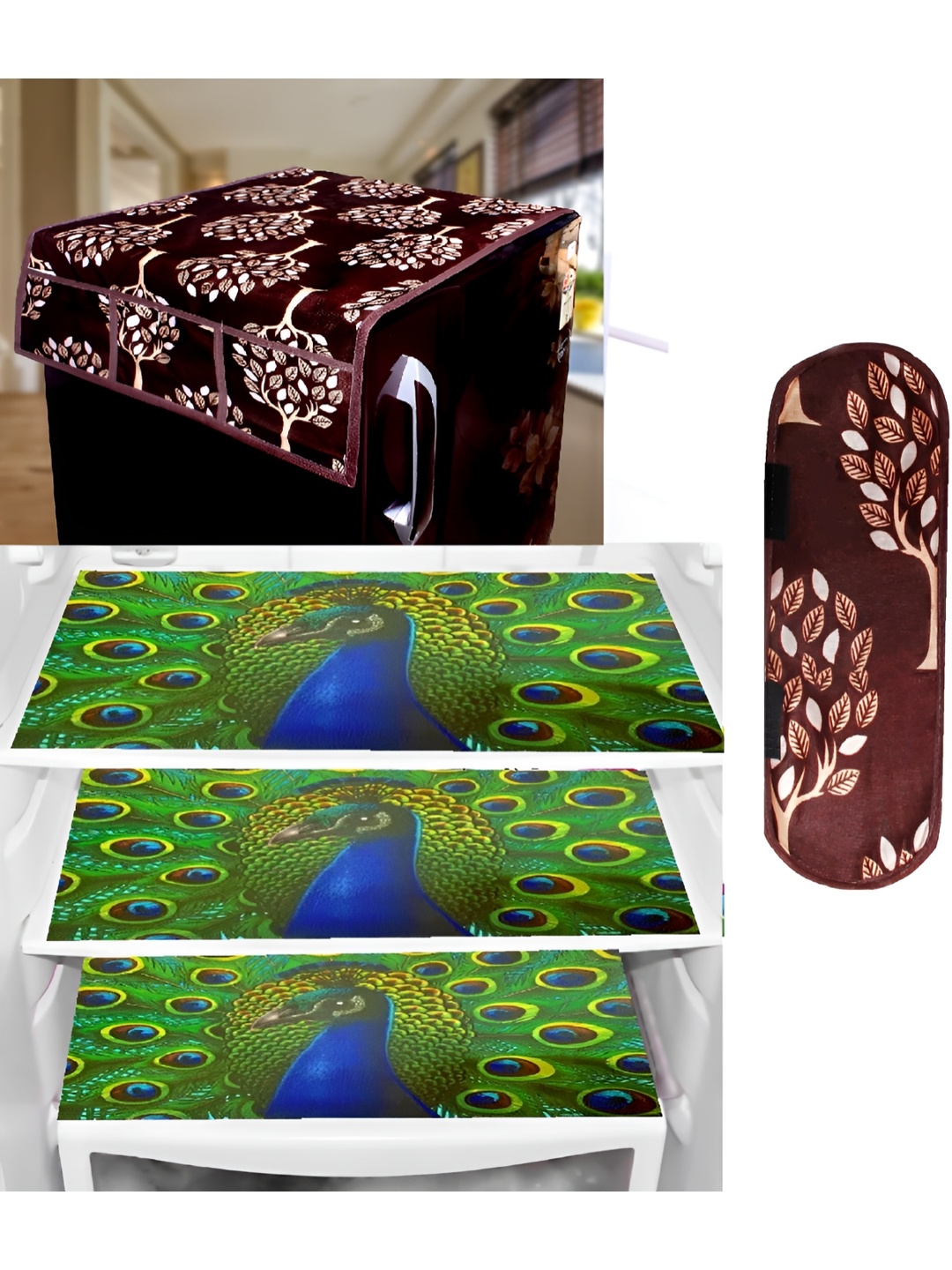 

REVEXO Maroon & Green 5 Pieces Printed Fridge Mats