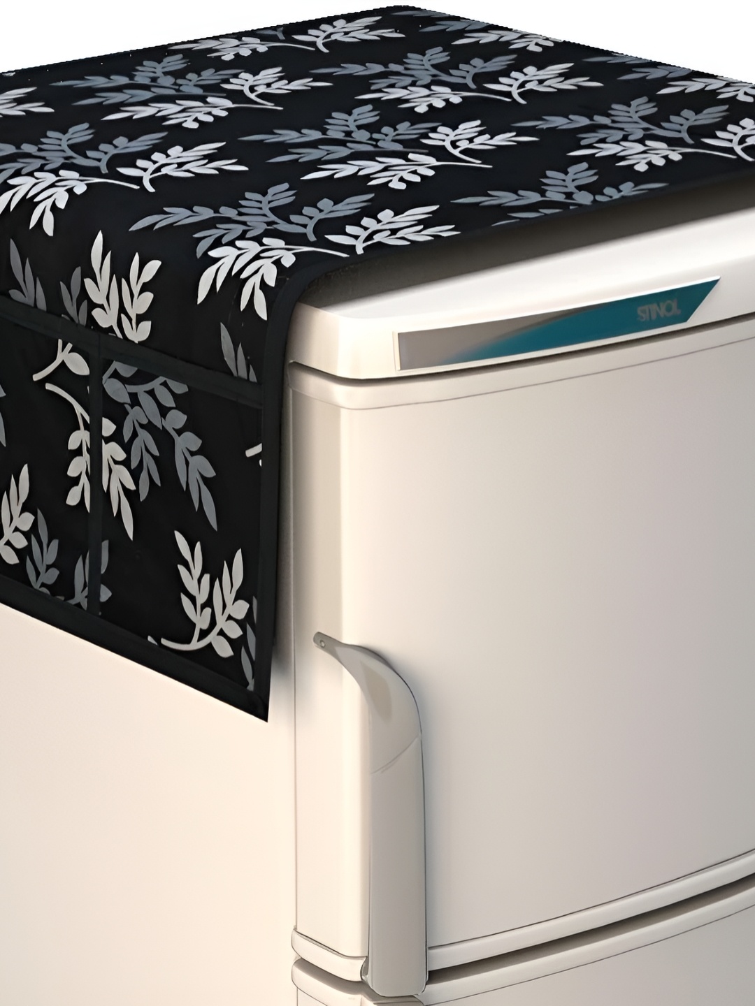 

REVEXO Black Printed Refrigerator cover