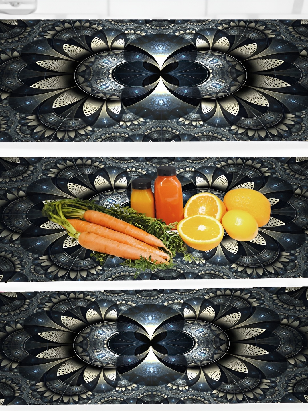 

REVEXO Black & Blue 3 Pieces Printed Fridge Mats