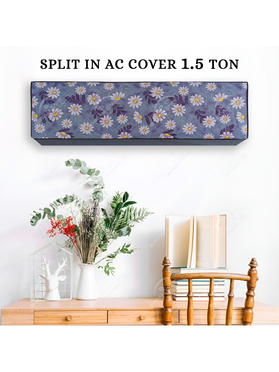 

REVEXO Blue & White Printed Air Conditioner Cover