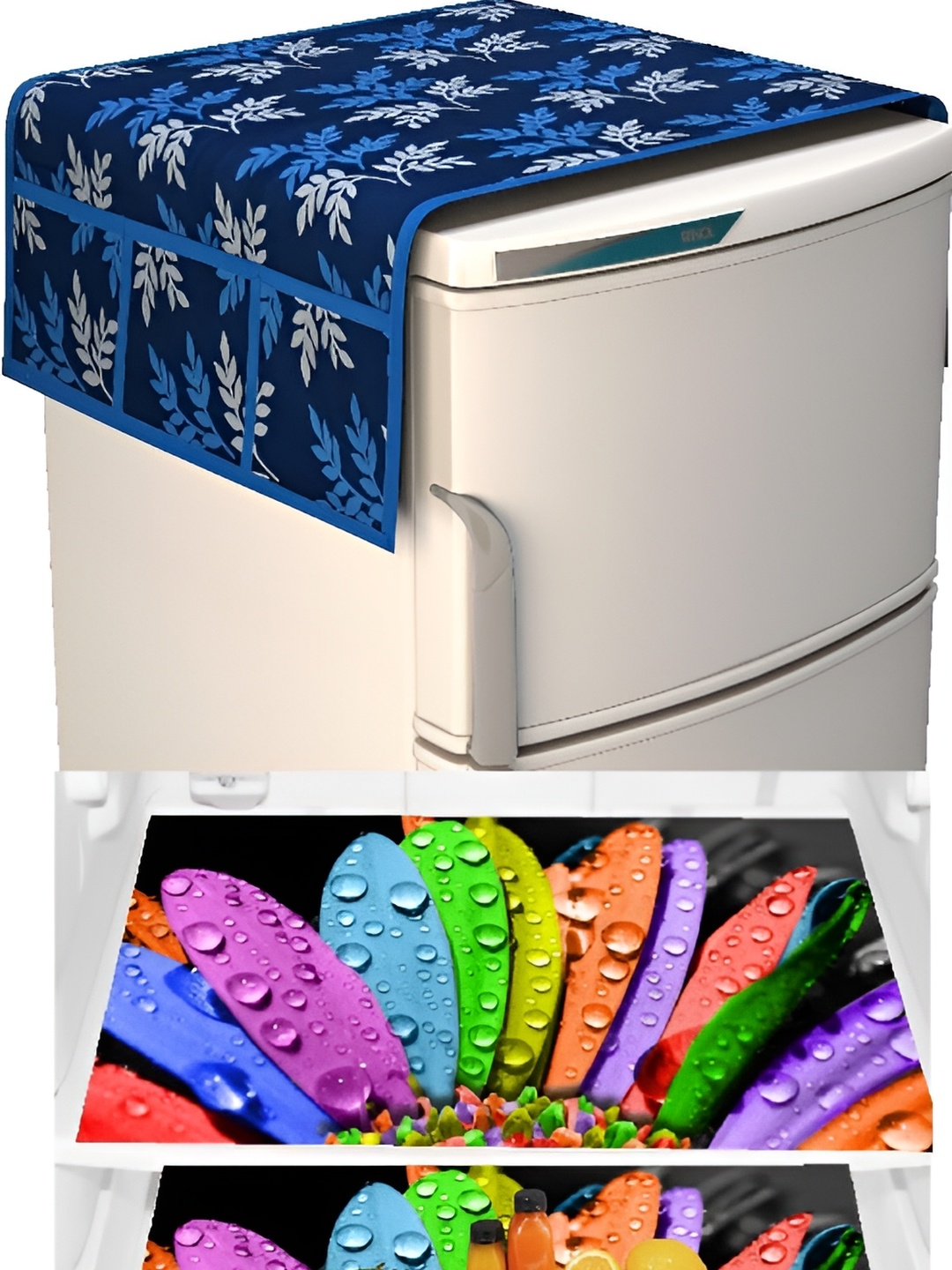 

REVEXO Purple & Blue 4 Pieces Printed Fridge Appliance Covers