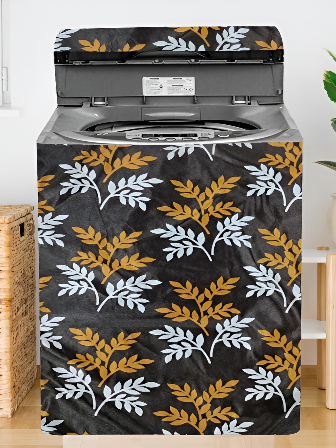 

REVEXO Brown & Black Printed Washing Machine Cover