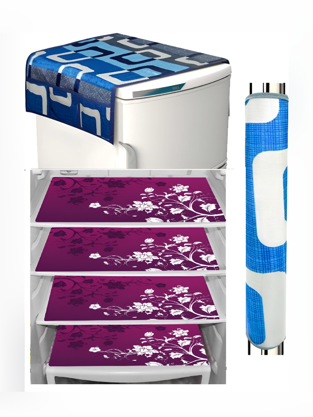 

REVEXO Purple & Blue 6 Pieces Printed Fridge Appliance Covers