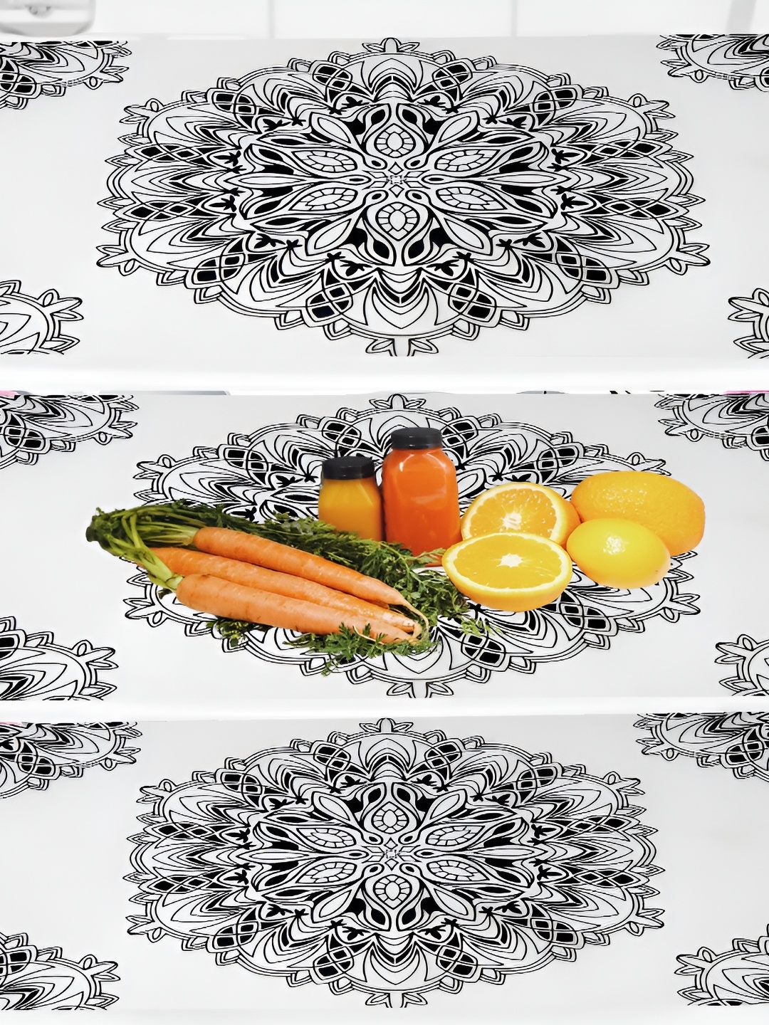 

REVEXO Black & White 3 Pieces Printed Fridge Mats
