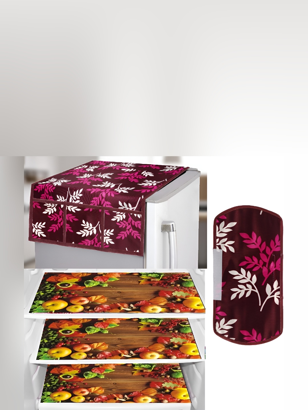 

REVEXO Pink & Yellow 5 Pieces Printed Fridge Appliance Covers