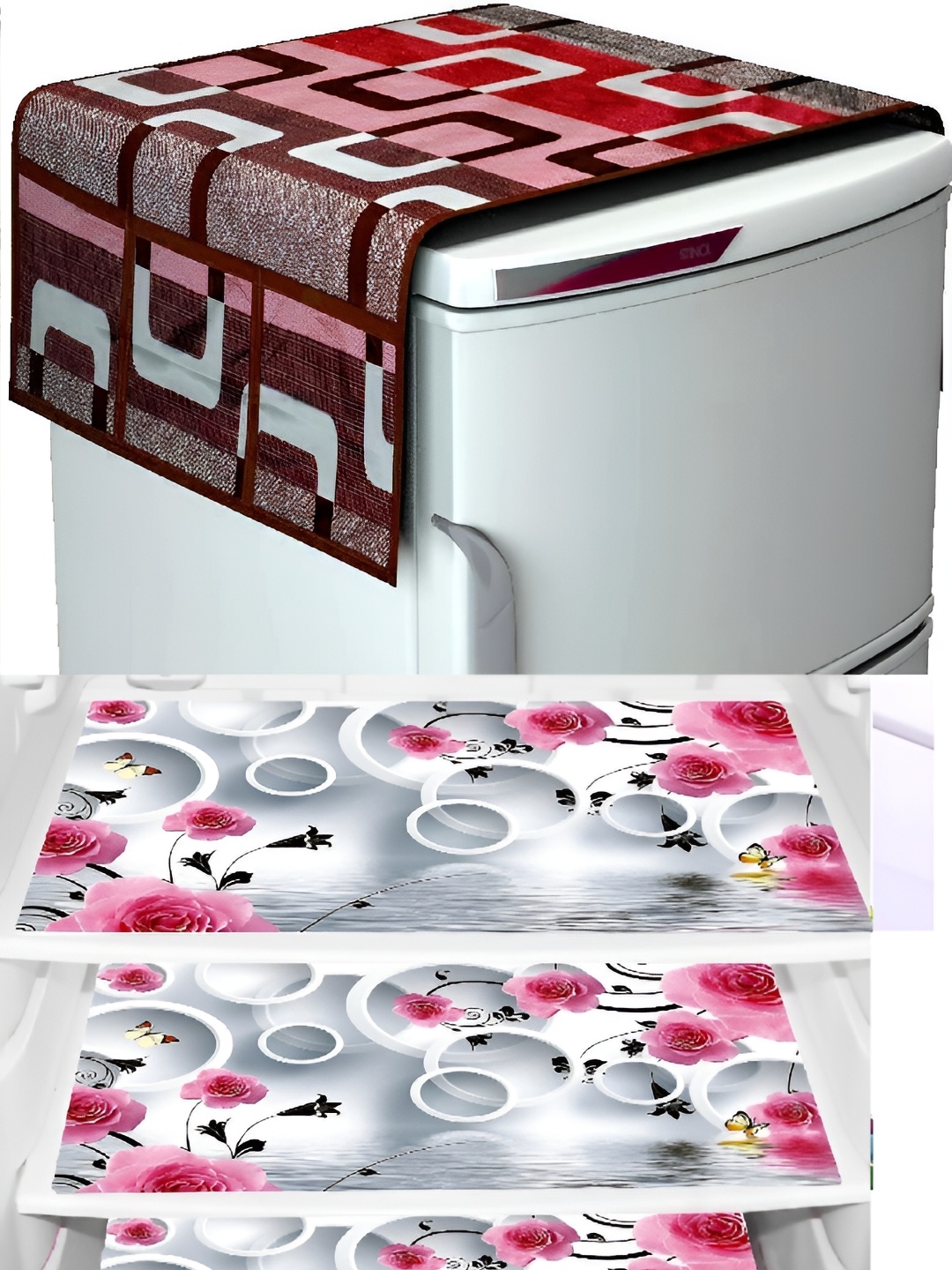 

REVEXO Purple 6 Pieces Printed Refrigerator Cover