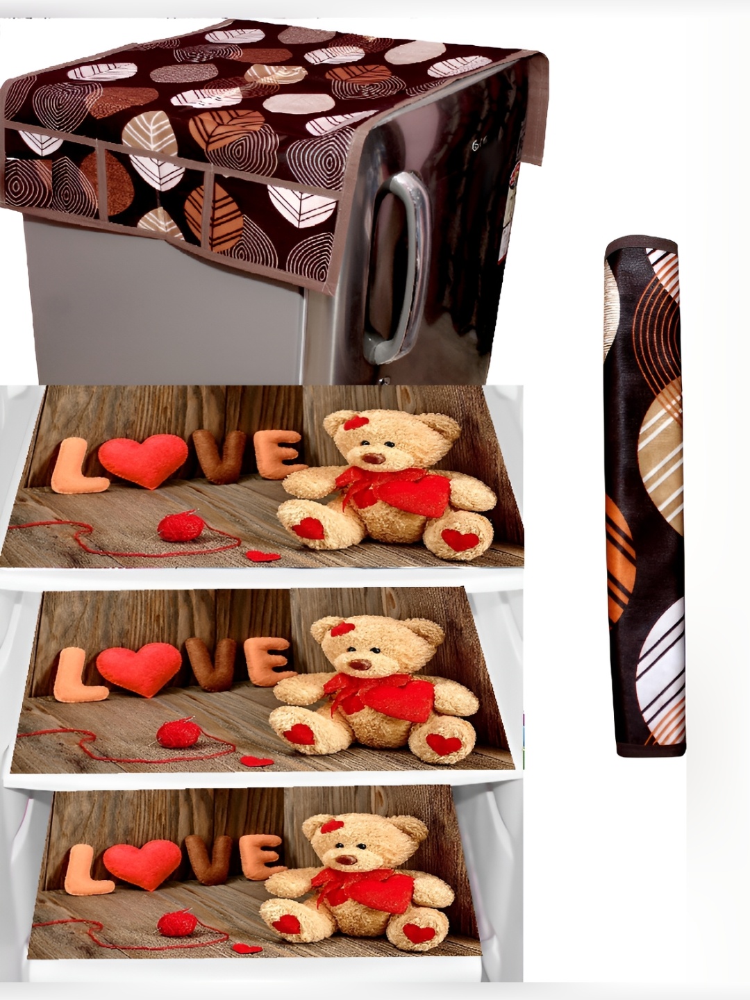 

REVEXO Brown 6 Pieces Printed Refrigerator Covers