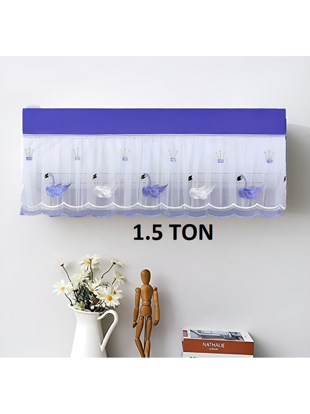 

REVEXO Blue & White Printed Air Conditioner Cover