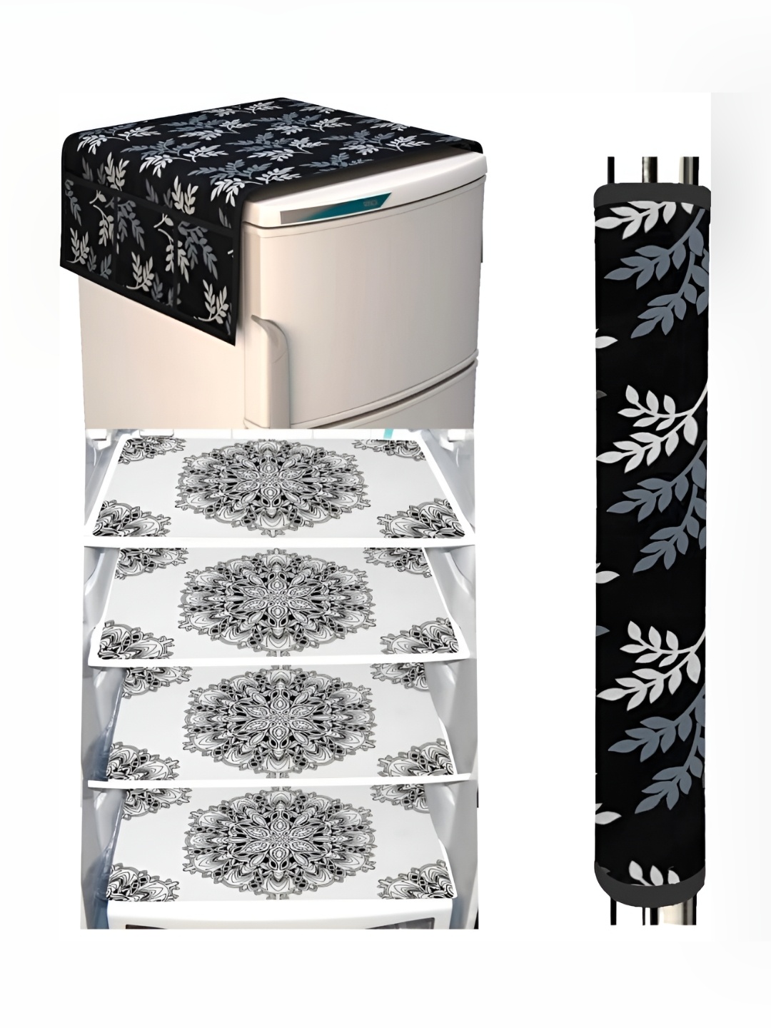 

REVEXO Blue 7 Pieces Printed Refrigerator Cover