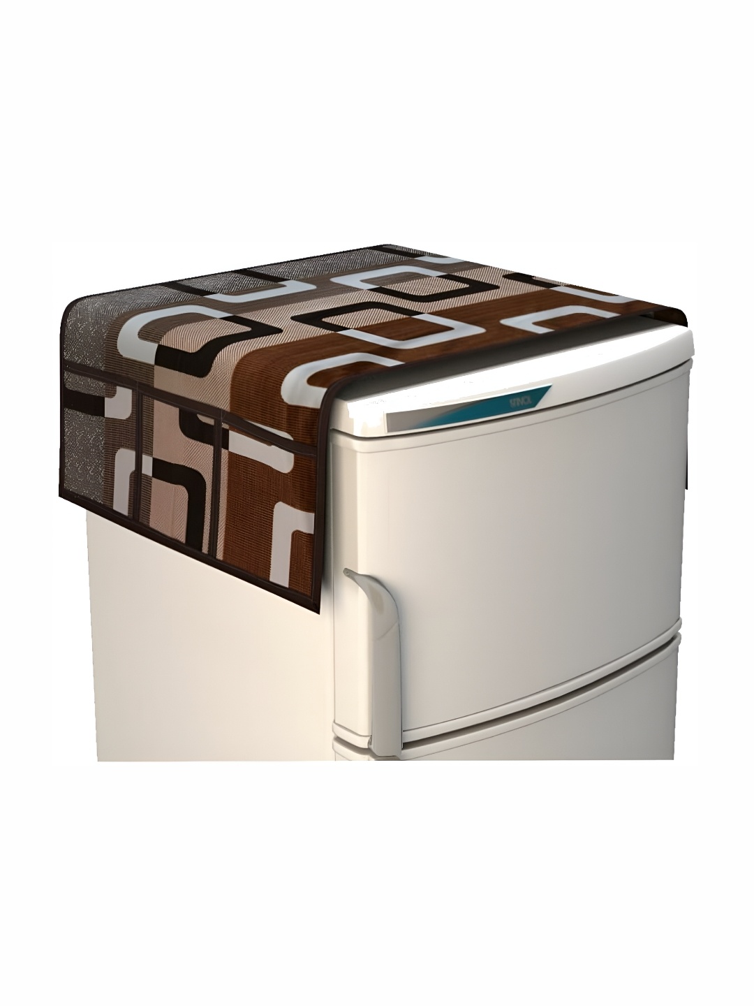 

REVEXO Beige & Brown Printed Refrigerator Cover
