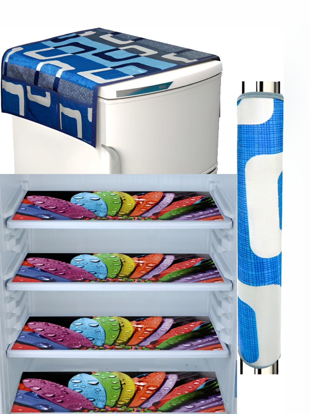 

REVEXO Purple & Blue 6 Pieces Printed Fridge Appliance Covers