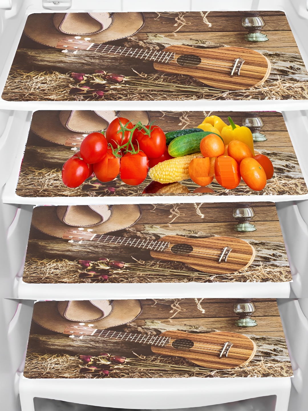 

REVEXO Brown 4 Pcs Water Resistant Shelf Liner Fridge Mat